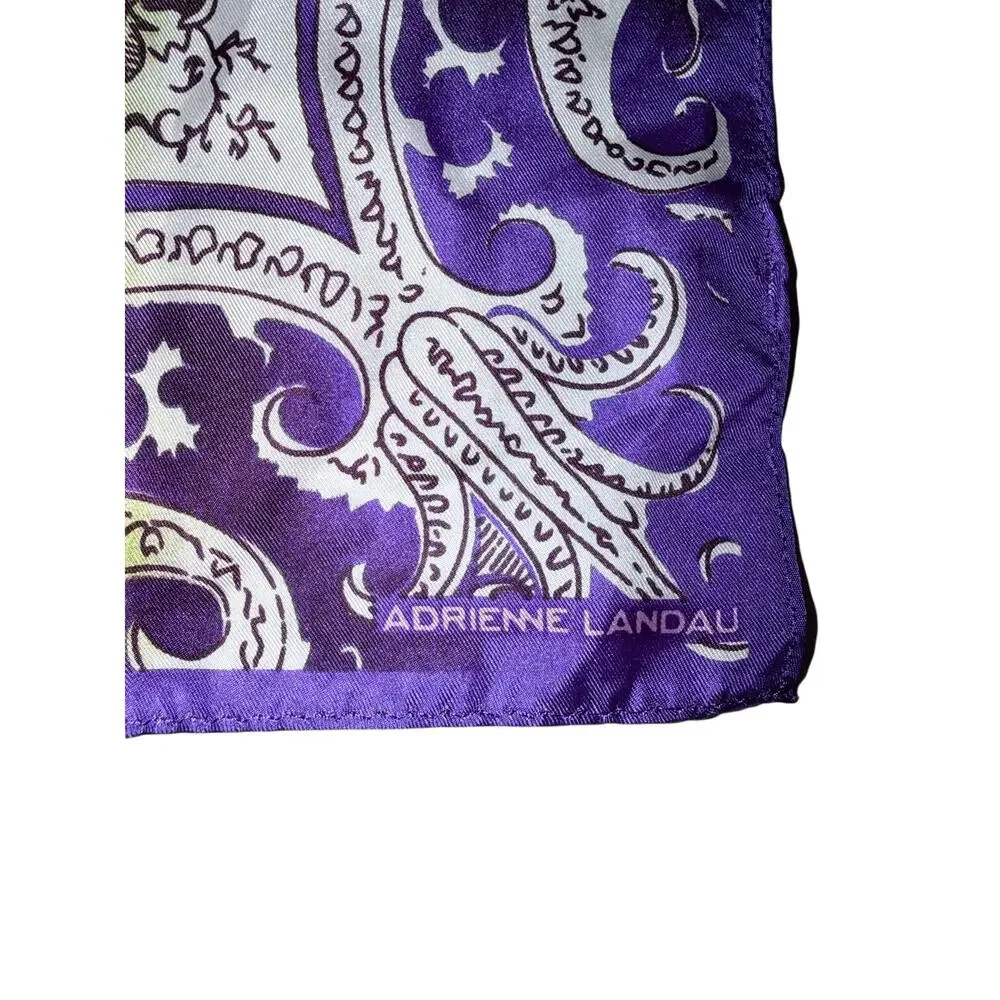 Adrienne landau purple paisley rectangle scarf silk floral print